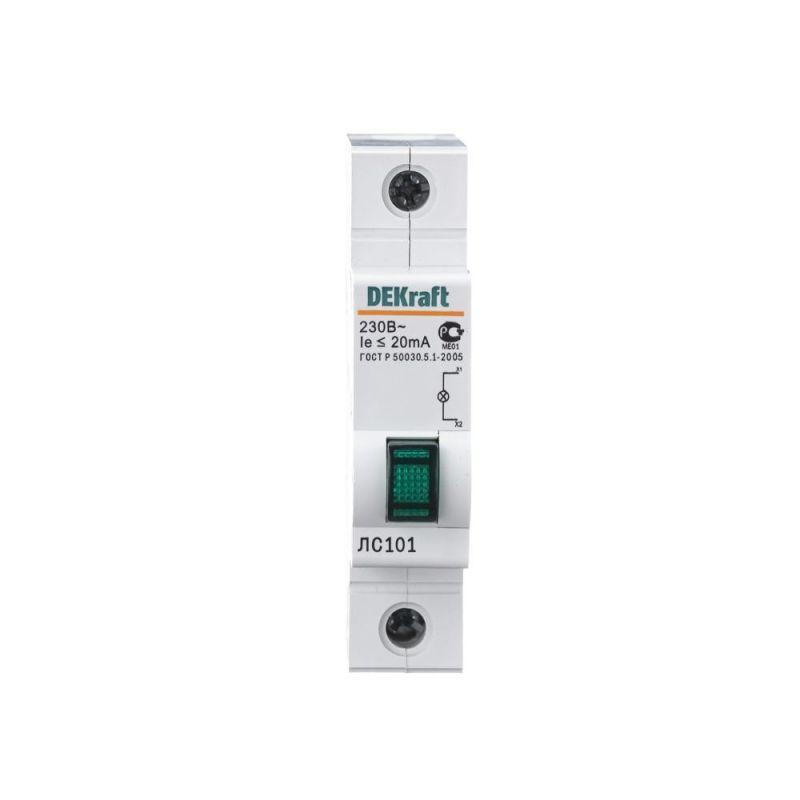 Лампа сигнальная ЛС-101 на DIN-рейку 1p зел. LED DEKraft 18004DEK
