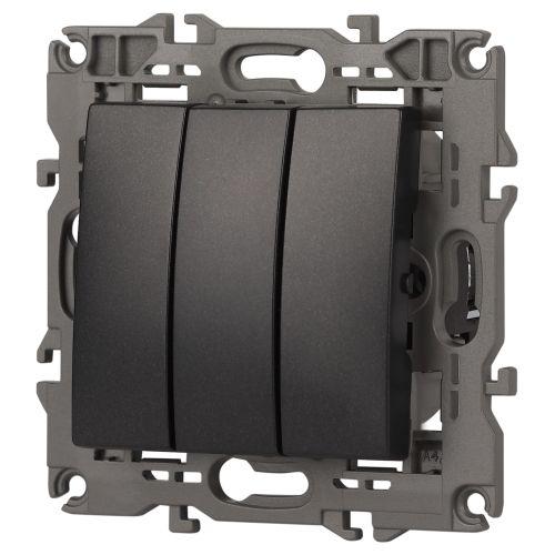 Выключатель 3-кл. СП Elegance 14-1107-05 10А IP20 250В 10AX механизм антрацит Эра Б0034254