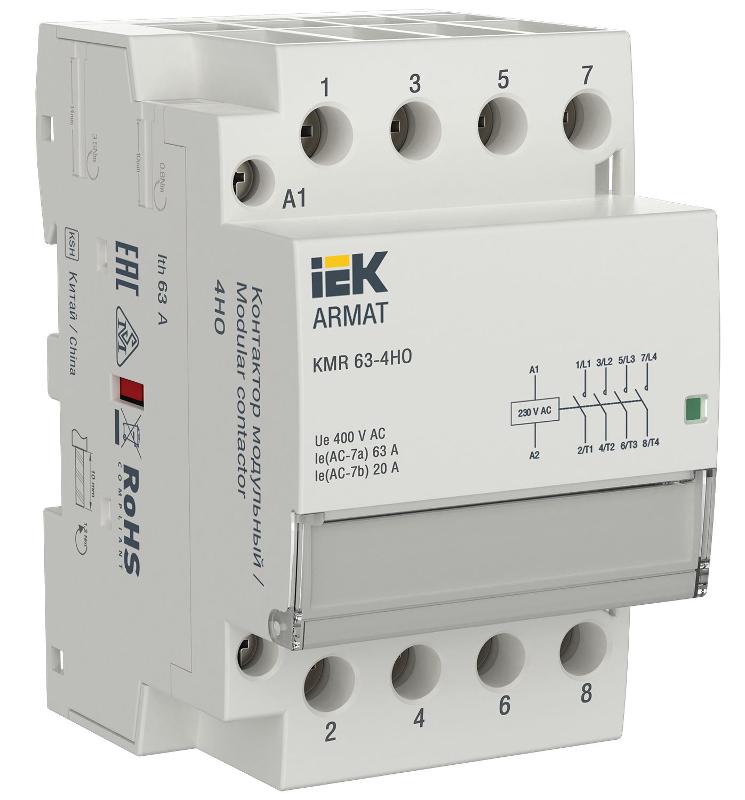ARMAT Контактор модульный KMR 63А 230В AC 4НО | AR-KMR10-063-40-230 | IEK