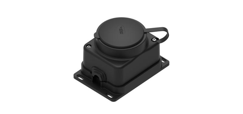 Колодка 1 гнездо 2К+З открытой установки каучуковая 16А/250В IP44 Чёрная MultiSet | MST4003BK | SE