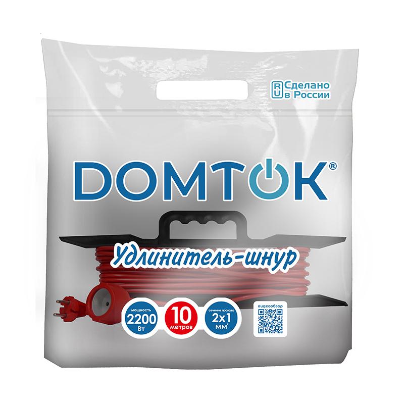 Удлинитель-шнур на рамке 1х10м без заземл. 10А IP20 2.2кВт ПВС 2х1 DOMTOK 2473