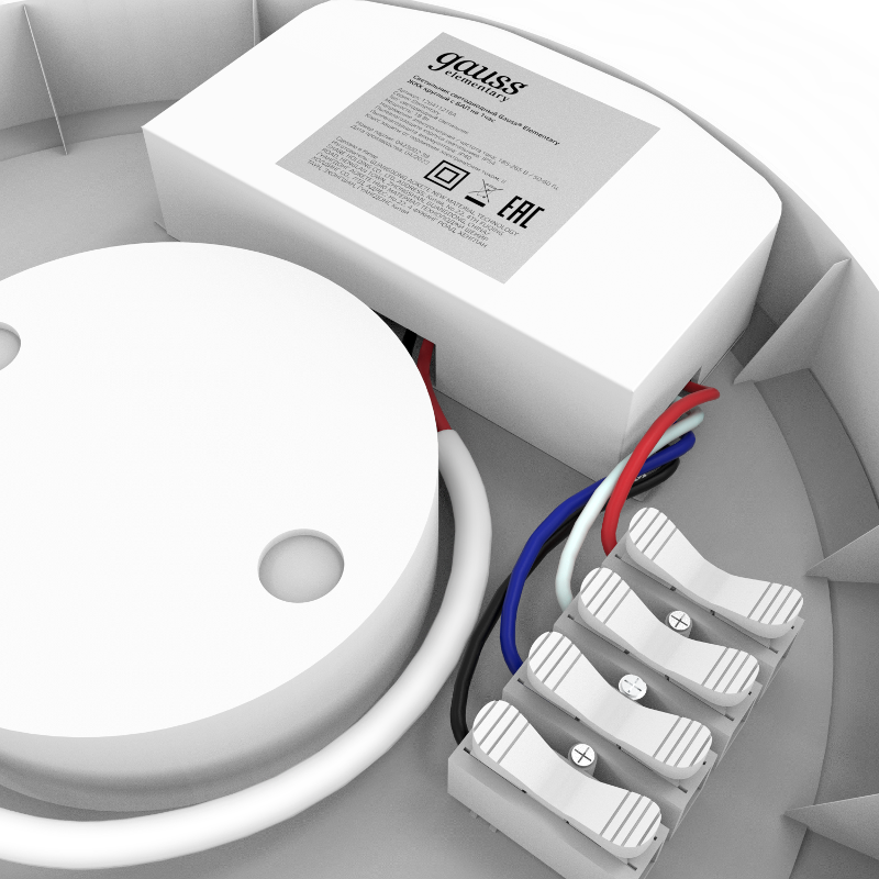 Светильник светодиодный  Elementary IP54 D205x65 18W 1620lm 4000K 185-265V ЖКХ круг c БАП 1час 1/20 | 126411218A | Gauss