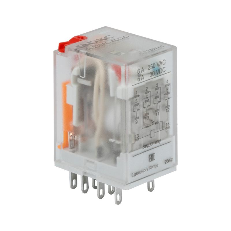 Одиночное реле, 4 перекидных контакта, 230 В AC, до 6 А | IR-230AC-4CO-D | DKC