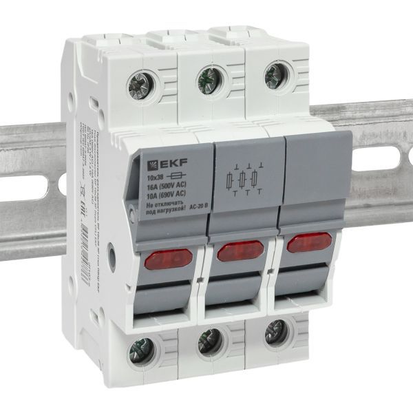 Предохранитель-разъединитель DF 10х38 3п (тип ПВЦ) EKF df103-e
