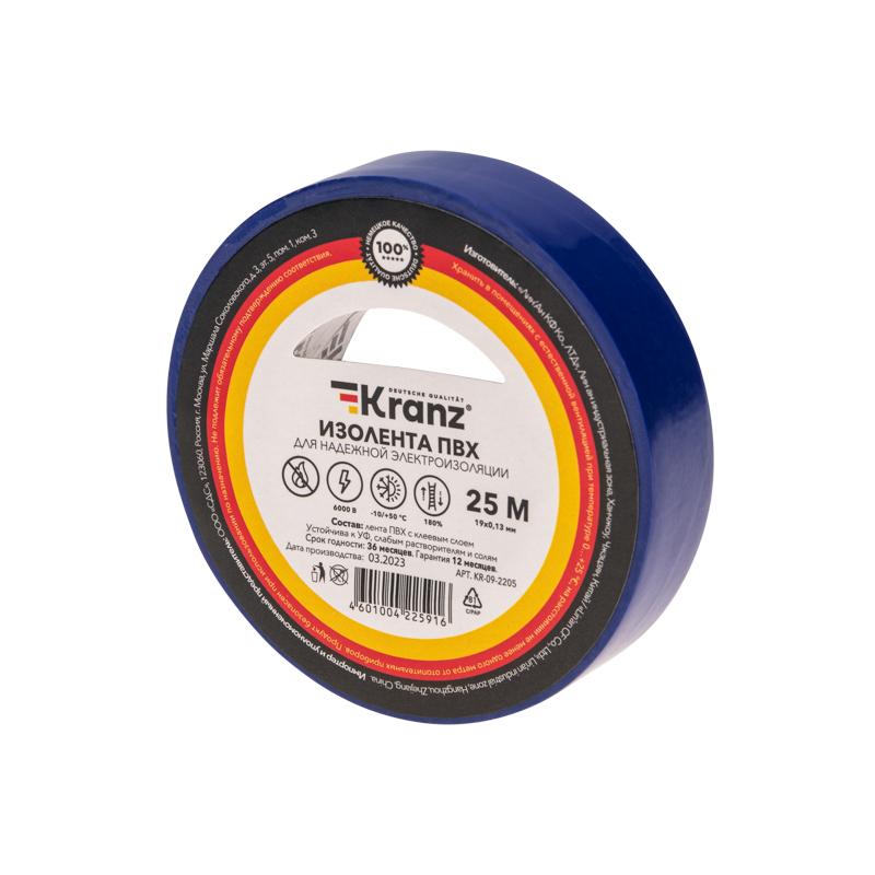 Изолента ПВХ 0.13х19 мм, 25 м, синяя | KR-09-2205 | Kranz