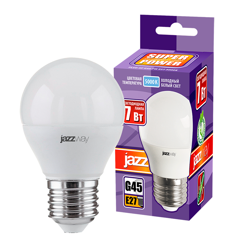 Лампа светодиодная LED 7Вт E14 220В 5000К PLED- SP G45 шар | 1027870-2 | Jazzway