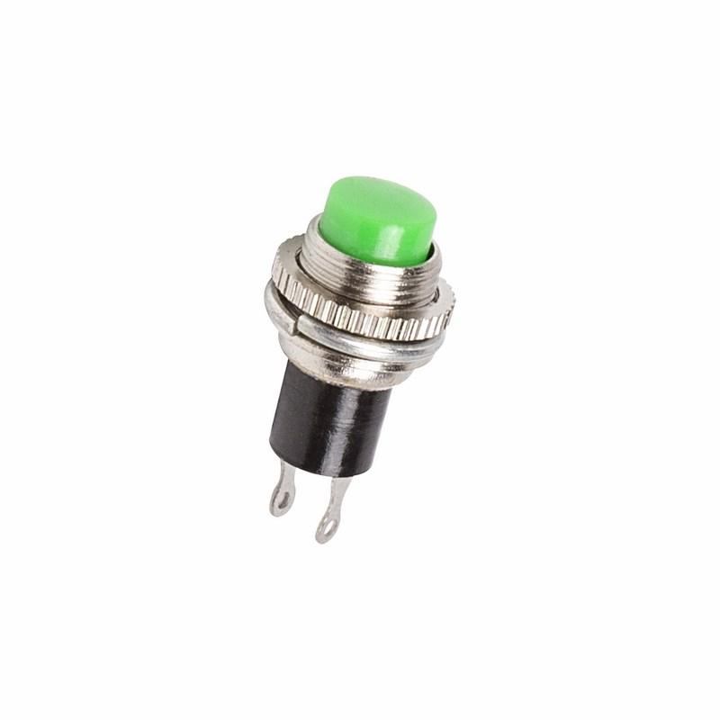 Выключатель-кнопка металл 220V 2А (2с) (ON)-OFF Ø10.2 зеленая Mini | 36-3333 | REXANT