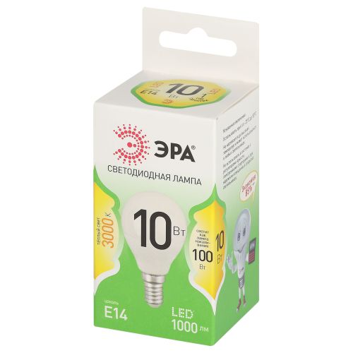 Лампа светодиодная GREEN LINE P45-10W-830-E14 GL 10Вт шар 3000К свет тепл. E14 Эра Б0067065