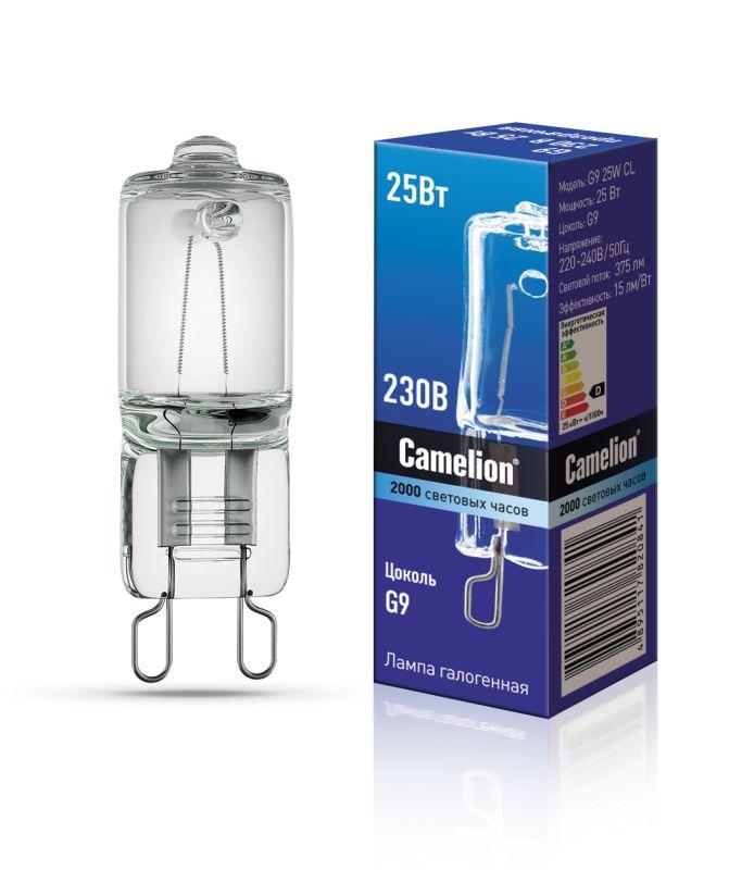 Лампа галогенная 25Вт капсула прозрачная G9 3000К 230В Camelion 5845