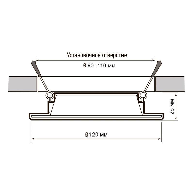 Светильник светодиодный PLED DL7 WH Downlight 12Вт 4000К 145х26мм IP54 ДВО встраив. Pro JazzWay 5042544