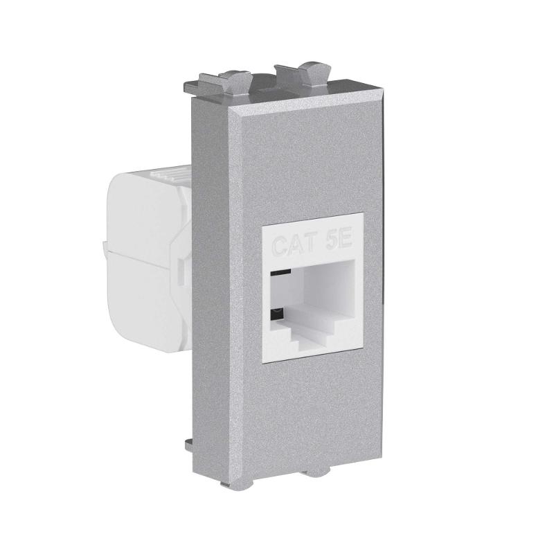 Компьютерная розетка RJ-45 без шторки модульная, кат.5е, "Avanti", "Закаленная сталь", 1 модуль | 4404661 | DKC