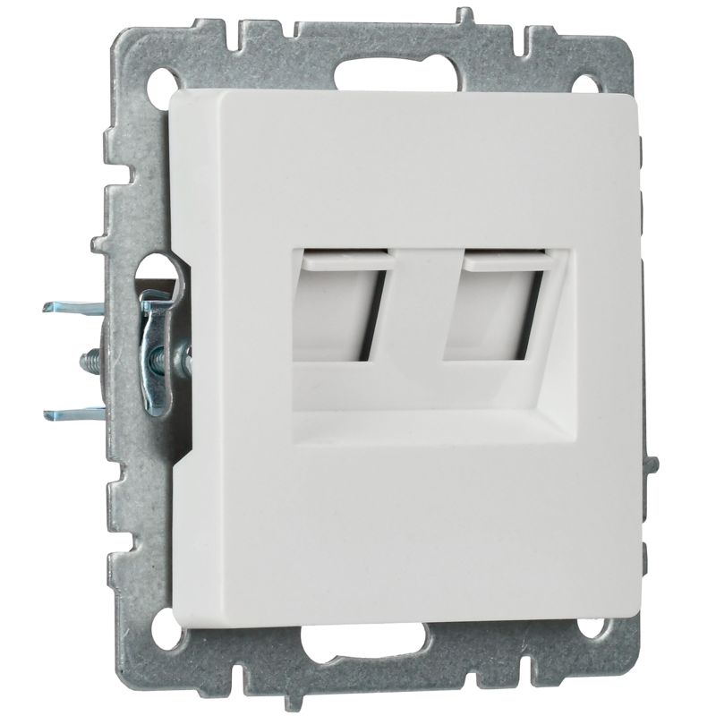 Розетка компьютерная двойн. СП RJ45 кат.5E BRITE РК10-2-БрБ механизм бел. IEK BR-K20-1-K01