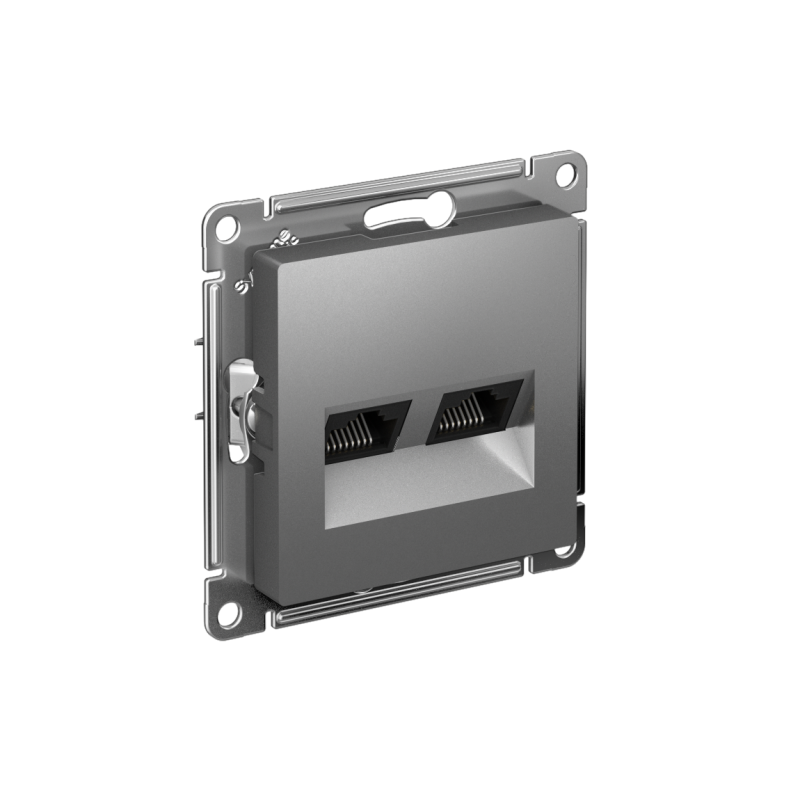 Розетка компьютерная 2-м AtlasDesign RJ45 кат.5E механизм сталь SE ATN000985