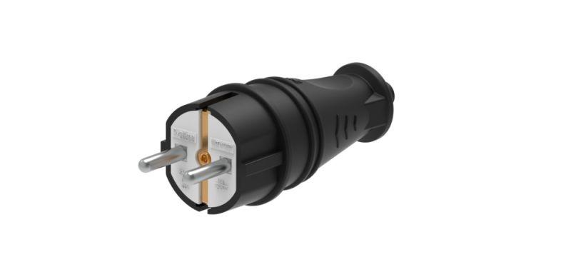 Вилка прямая MultiSet 16А 250В IP44 с заземл. каучук черн. SE MST4001BK
