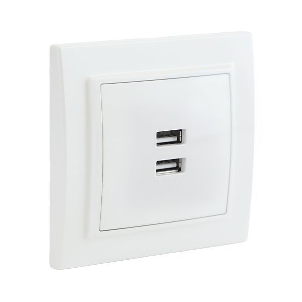 Розетка USB 2-м СП Минск 2.1А бел. EKF ERR-2USB-100