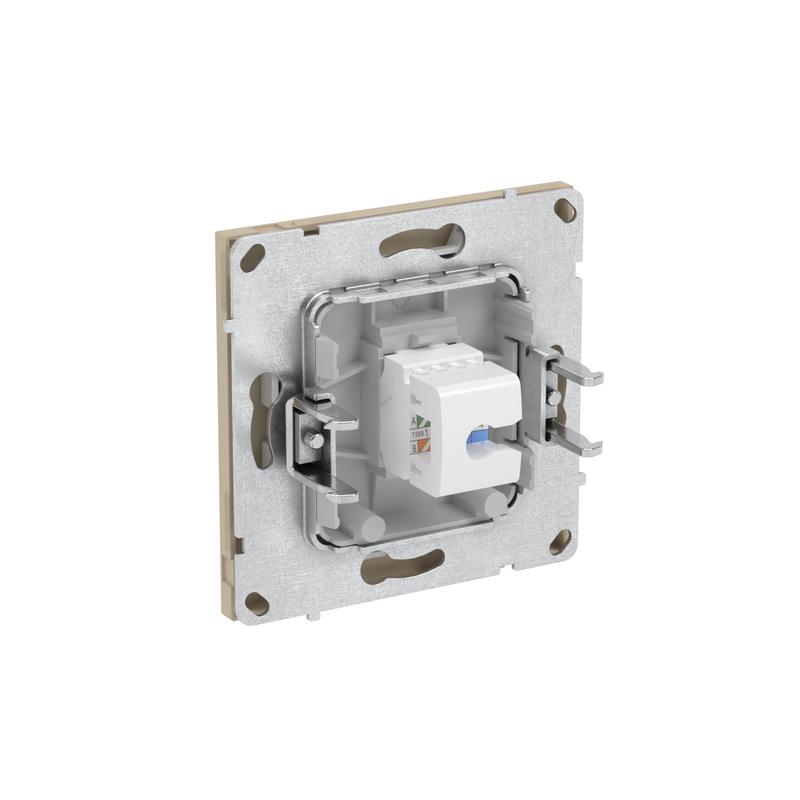Розетка компьютерная 1-м KANT RJ45 кат.6A без шторки ванильн. марципан DKC 7015673