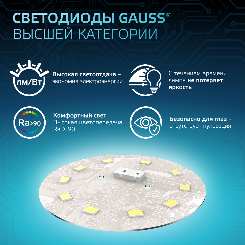 Лампа светодиодная LED 7Вт GU5.3 220В 4100К MR16 | 101505207 | Gauss