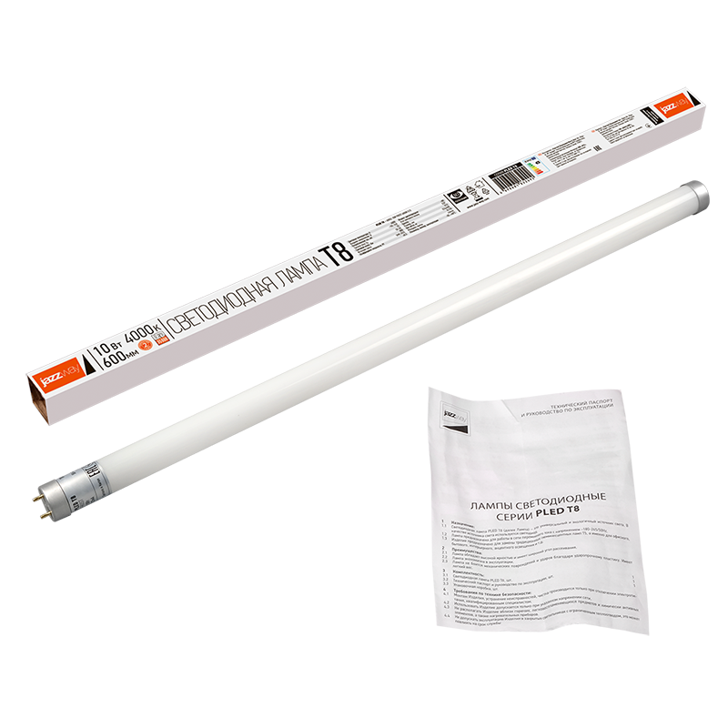Лампа светодиодная LED 10Вт G13 220В 4000К PLED T8 - 600GL FROST трубчатая | 1032492 | Jazzway