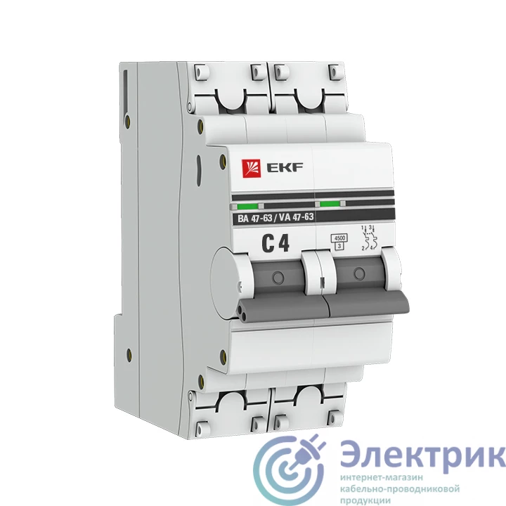 Д_Выключатель автоматический  однополюсный ВА 47-63 16А C 4,5кА PROxima | mcb4763-1-16C-pro | EKF