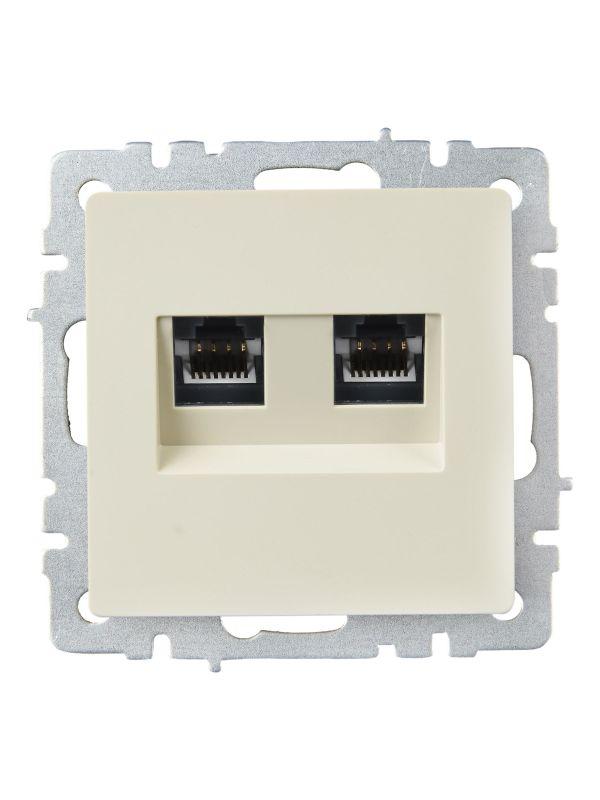 Розетка компьютерная двойн. СП RJ45 кат.5E BRITE РК10-2-БрКр механизм беж. IEK BR-K20-1-K10