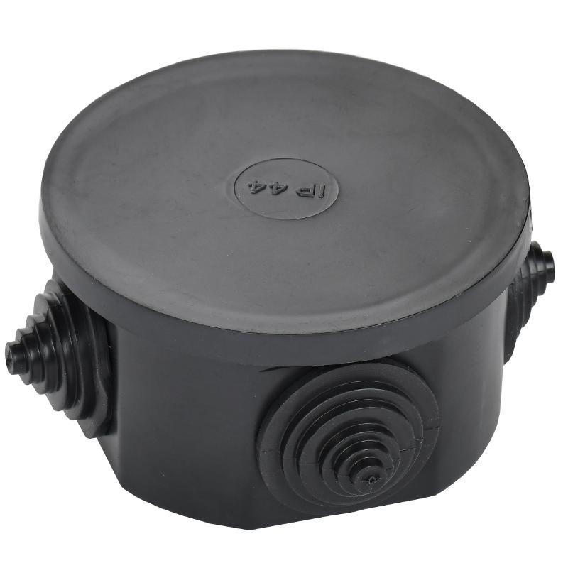Коробка расп. КМ41237 D=75х40мм IP44 4 вв. черная  | UKO21-075-040-000-K02-44 | IEK