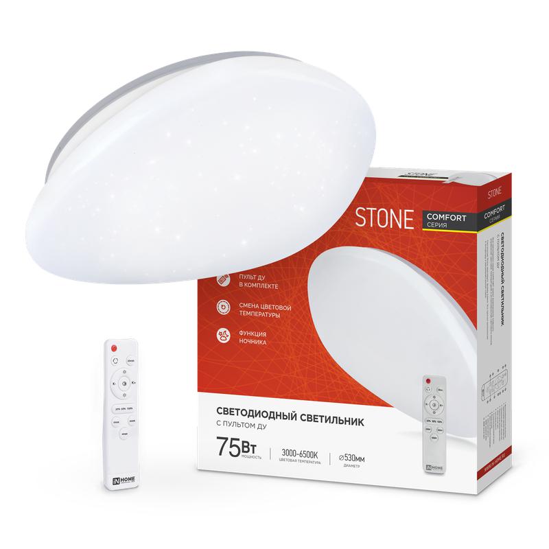 Светильник светодиодный COMFORT STONE 75Вт 3000-6500К 6000лм 230В 530х105мм с пультом ДУ IN HOME 4690612035642