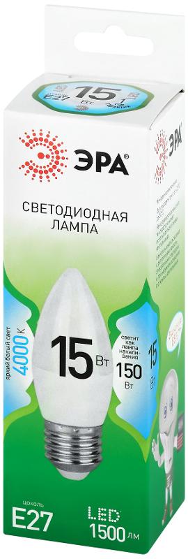 Лампа светодиодная  GREEN LINE LED B35-15W-840-E27 GL E27 15 Вт свеча яркий белый свет | Б0067115 | ЭРА
