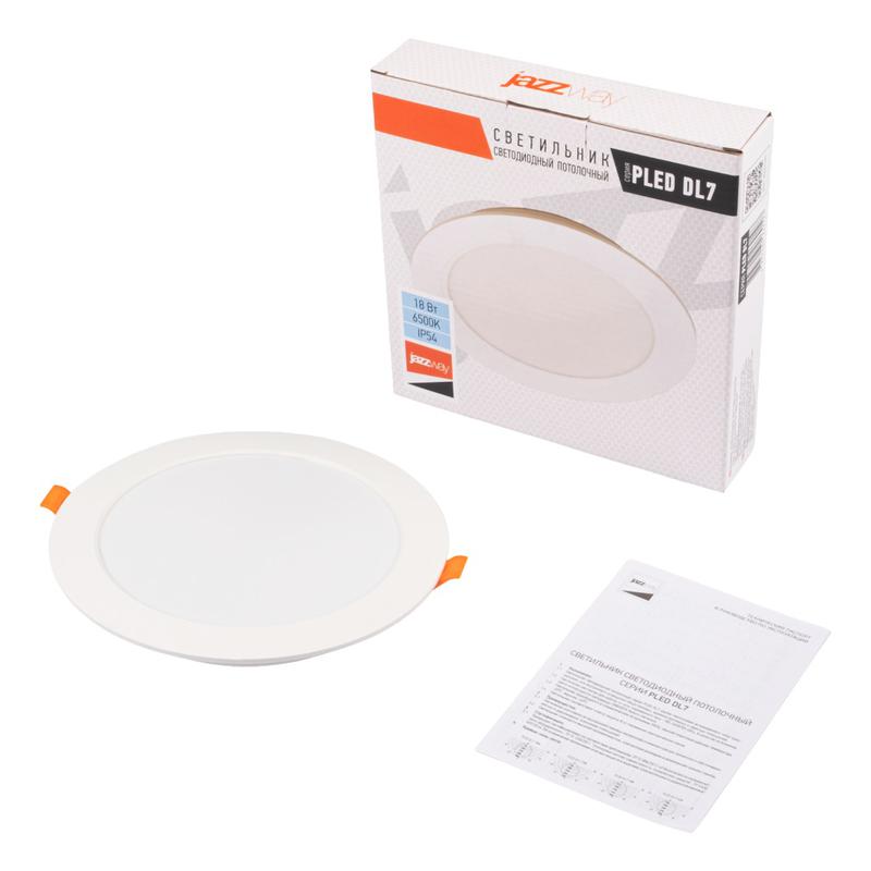 Светильник светодиодный PLED DL7 18Вт 6500К IP54 1530лм WH встраив. бел. Pro JazzWay 5069107