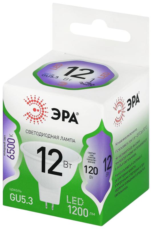 Лампа светодиодная GREEN LINE LED MR16-12W-865-GU5.3 GL GU5.3 12 Вт софит холодный свет | Б0067062 | ЭРА