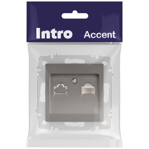 Розетка компьютерная 1-м СП Accent 6-303-09 RJ45 IP20 титан Intro Б0063642