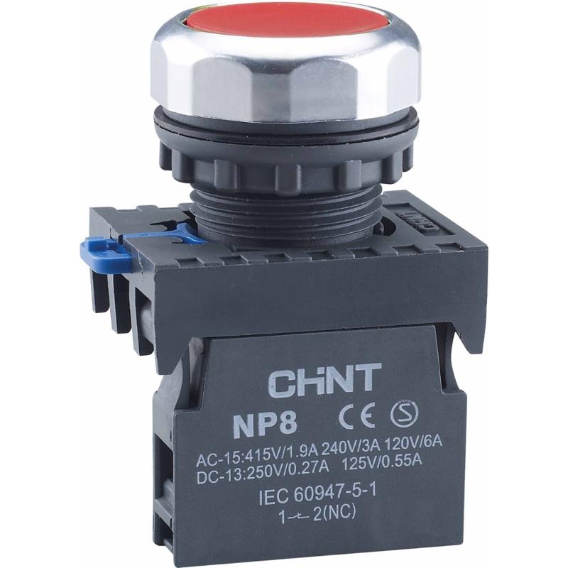 Кнопка управления NP8-10BN без подсветки красная 1НО IP65 (R) | 667233 | ЧИНТ (CHINT)