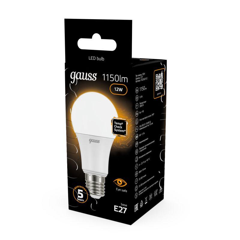 Лампа светодиодная Black 12Вт A60 грушевидная 3000К тепл. бел. E27 1150лм GAUSS 102502112