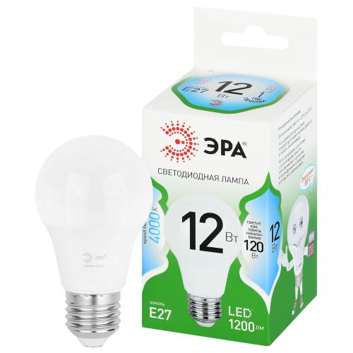 Лампа светодиодная GREEN LINE A60-12W-840-E27 GL 12Вт груша 4000К яркий свет бел. E27 Эра Б0067107