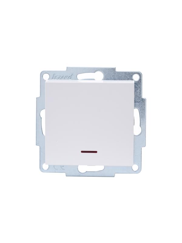 Выключатель 1-кл. 1п СП Vesna 10А IP20 с индикацией механизм бел. LEZARD 742-0288-111