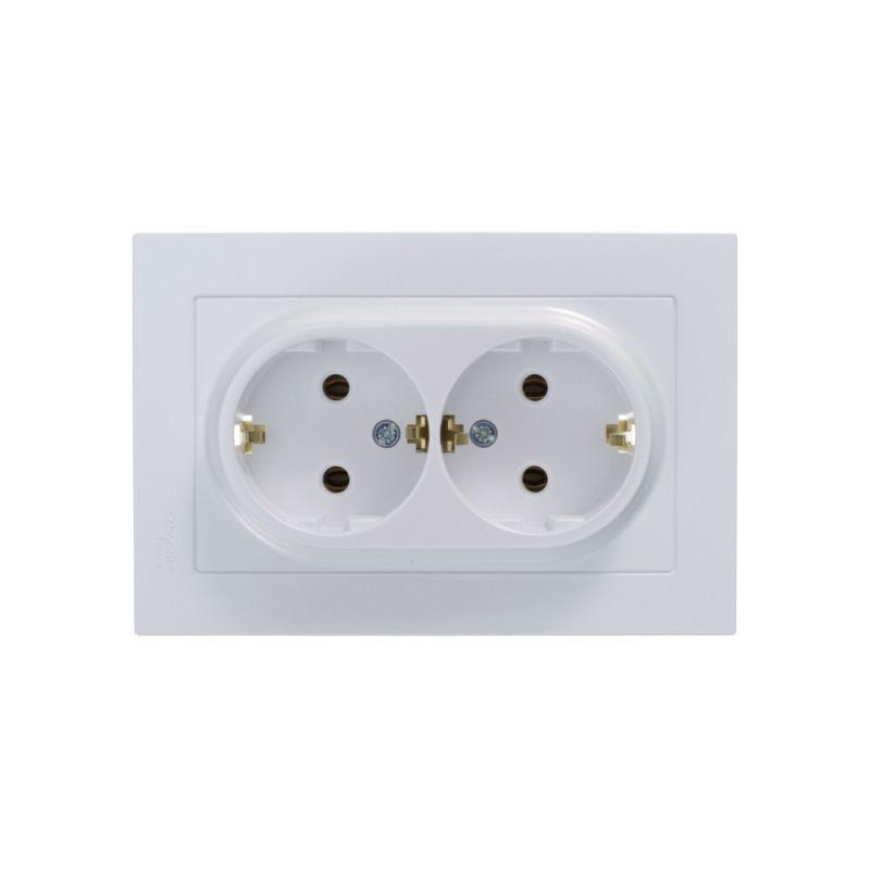 Розетка 2-м СП AtlasDesign 16А IP20 с заземл. в сборе жемчуж. SE ATN000424