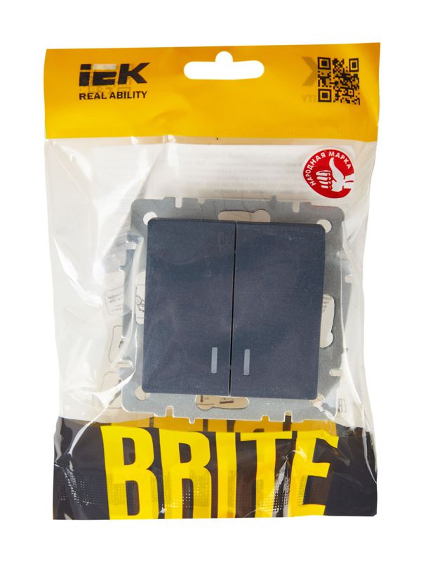 Выключатель 2-кл. СП BRITE ВС10-2-1-БрМ 10А с индик. механизм маренго IEK BR-V20-1-10-K35