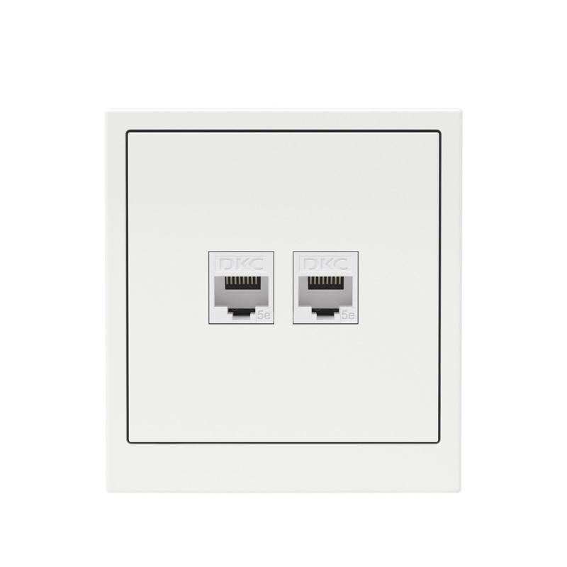 Розетка компьютерная 2-м KANT RJ45 кат.5E без шторки бел. магнолия DKC 7000664