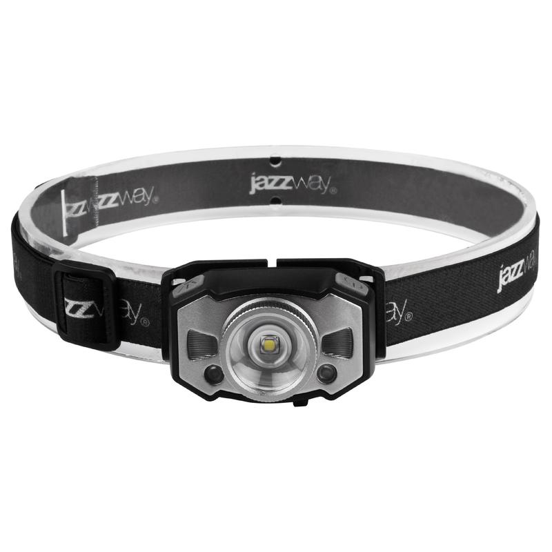 Фонарь аккумуляторный налобный AccuH1-L5WZ-bk zoom LED 5Вт + 2хRED SMD IP54 5 режимов: 100проц. 180лм 3.5ч/50проц. 110лм 5.5ч/30проц. 65лм 15ч/красн. 28ч/мигающ. красн. 12ч аккум. 0.8А.ч управл. жестами черн./сер. JazzWay 5036642