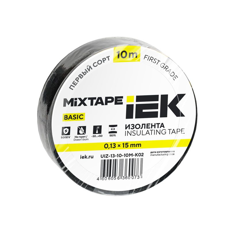 Изолента ПВХ 0.13х15мм (рул.10м) черн. IEK UIZ-13-10-10M-K02