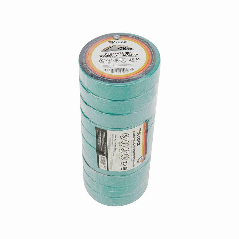 Изолента ПВХ профессиональная 0.18х19мм 20м зел. Kranz KR-09-2803