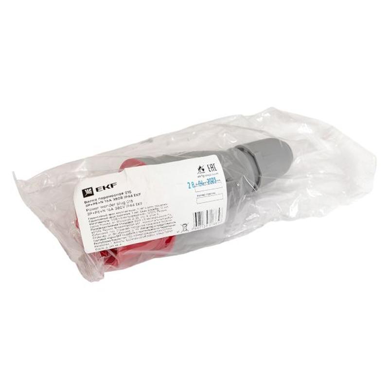 Вилка переносная 015 3Р+РЕ+N 16А 380В IP44 EKF PROXIMA | ps-015-16-380-PRO | EKF