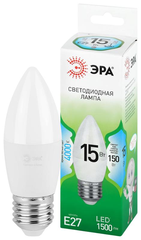 Лампа светодиодная  GREEN LINE LED B35-15W-840-E27 GL E27 15 Вт свеча яркий белый свет | Б0067115 | ЭРА