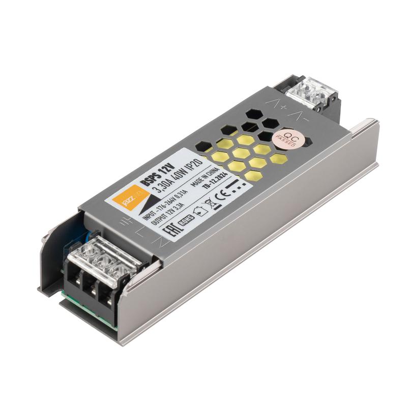 Блок питания для светодиод. ленты BSPS 40Вт 3.3А 12В IP20 метал. JazzWay 3329334A