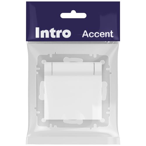 Розетка 1-м СП Accent 6-203-01М 16А IP20 250В 2P+E Schuko с крышкой бел. матов. Intro Б0063713