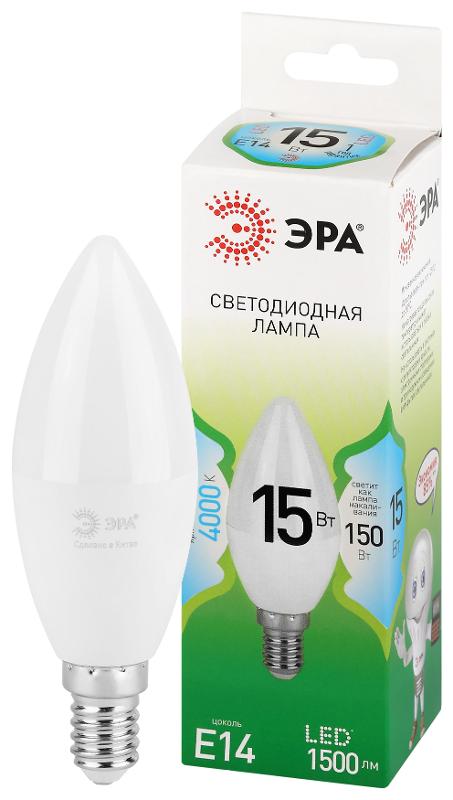 Лампа светодиодная GREEN LINE LED B35-15W-840-E14 GL E14 15 Вт свеча яркий белый свет | Б0067121 | ЭРА