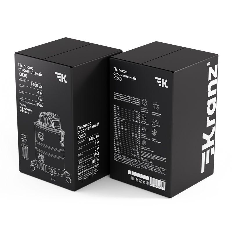 Пылесос строительный KR30 1400Вт 30л 4м Kranz KR-16-1117