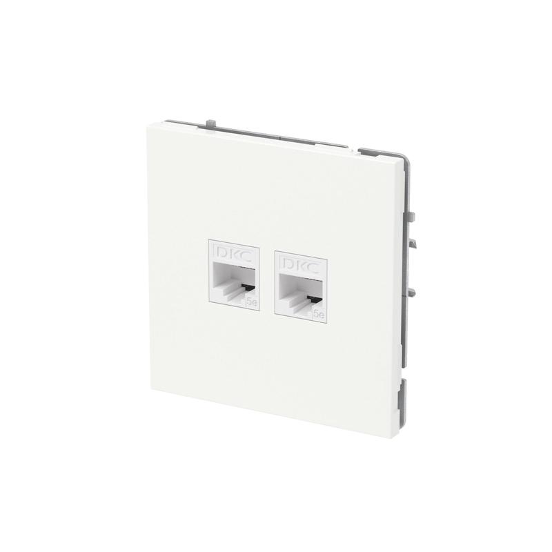 Розетка компьютерная 2-м KANT RJ45 кат.5E без шторки бел. магнолия DKC 7000664