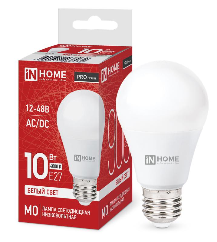 Лампа светодиодная низковольтная LED-MO-PRO 10Вт грушевидная матовая 4000К нейтр. бел. E27 900лм 12-48В IN HOME 4690612038032