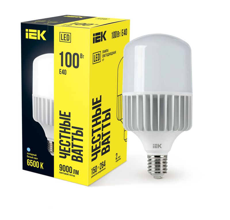 Лампа светодиодная HP 100Вт 230В 6500К E40 IEK LLE-HP-100-230-65-E40