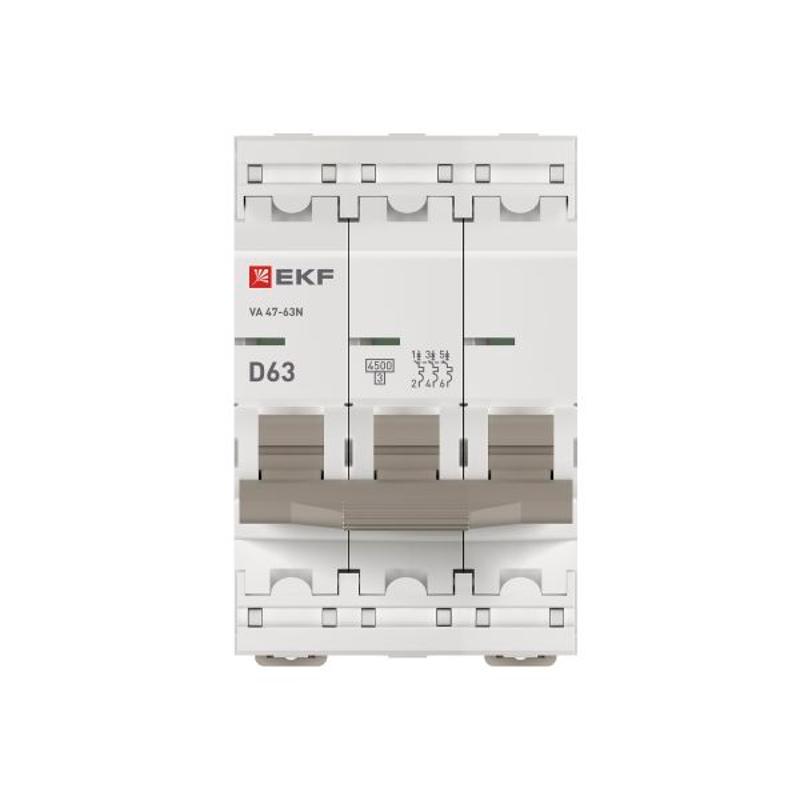 Выключатель автоматический ВА 47-63N 3P 63А (D) 4,5 кА PROXIMA |M634363D|EKF